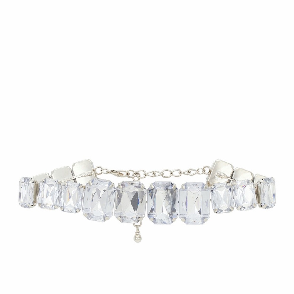 8 Other Reasons Revolve Statement Emerald Clear Crystal Silver Choker Necklace